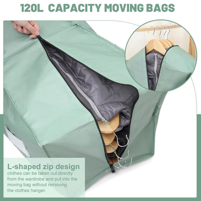 Dntorx 4 Pack 120L Moving Bags and Storage Bags, Large Moving Box with Zip