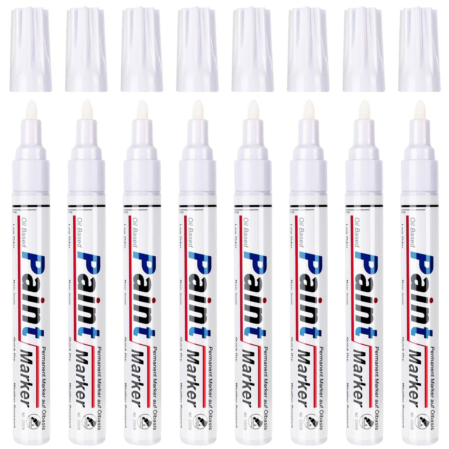 STANBLUE White Paint Pens 8 Pack Oil-Based Waterproof Paint Marker Set Quick Drying Permanent 2-3mm Tip for Rocks, Wood, Fabric, Plastic, Glass, Mugs,