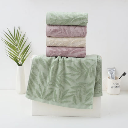 Pidada Hand Towels Set of 2 Leaf Pattern 100% Cotton Absorbent Soft Decorative Towel for Bathroom (Purple)