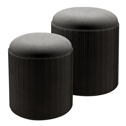 Caroeas Round Storage Ottoman Stools, Velvet Vanity Foot Stools with 300lbs