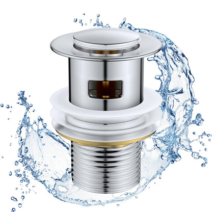 Ainiv Pop Up Sink Plug, Drain Fitting Sink With Overflow, Brass Pop Up Drain Valve for Washbasin Drain Fitting Bathroom Sink with Stainless Steel