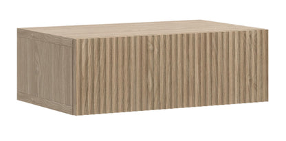 SELSEY Nolie Wall-Mounted Nightstand, Japandi Style Oak Bedside Table, 50 x 35.6 x 17 cm, Matte Finish with ABS Edging, MDF Fronts