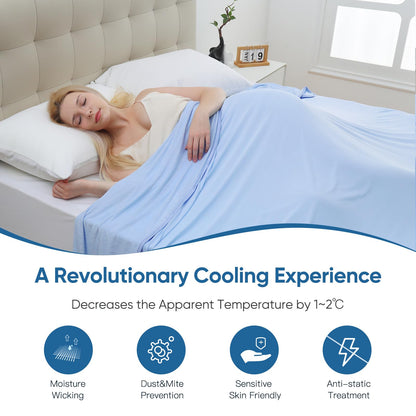 Marchpower Cooling Blanket, Bamboo Blankets 200x220cm Queen Size, Arc-chill Q-MAX>0.5 Cool Fiber Lightweight Summer Luxury Version Absorb Heat for