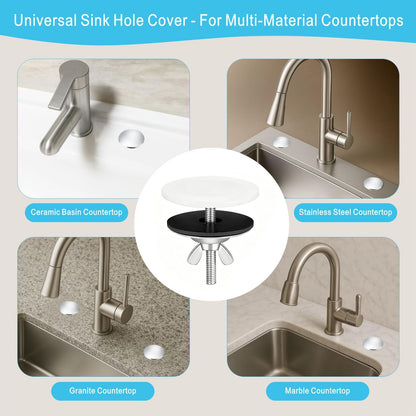 Sink Blanking Cap,Tap Hole Stopper Stainless Steel Sink Hole Cover Tap Blanking Plug for Kitchen Bathroom Overflow Cover Plug for Keeps Kitchen