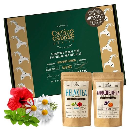 Gift Set Relax & Stomach Elixir ? Digestive Tea - Camomile, St Johns Wort, Liquorice, Fennel, Anise, Carrot, Peppermint - Loose Leaf Tea, 2 Pack x
