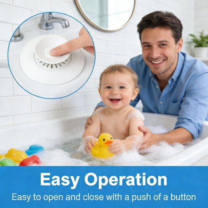 Universal Silicone Drain Plug - Washbasin Plug and Bathtub Plug with Press and Hair Strainer Function - Practical Drain Strainer for Washbasins