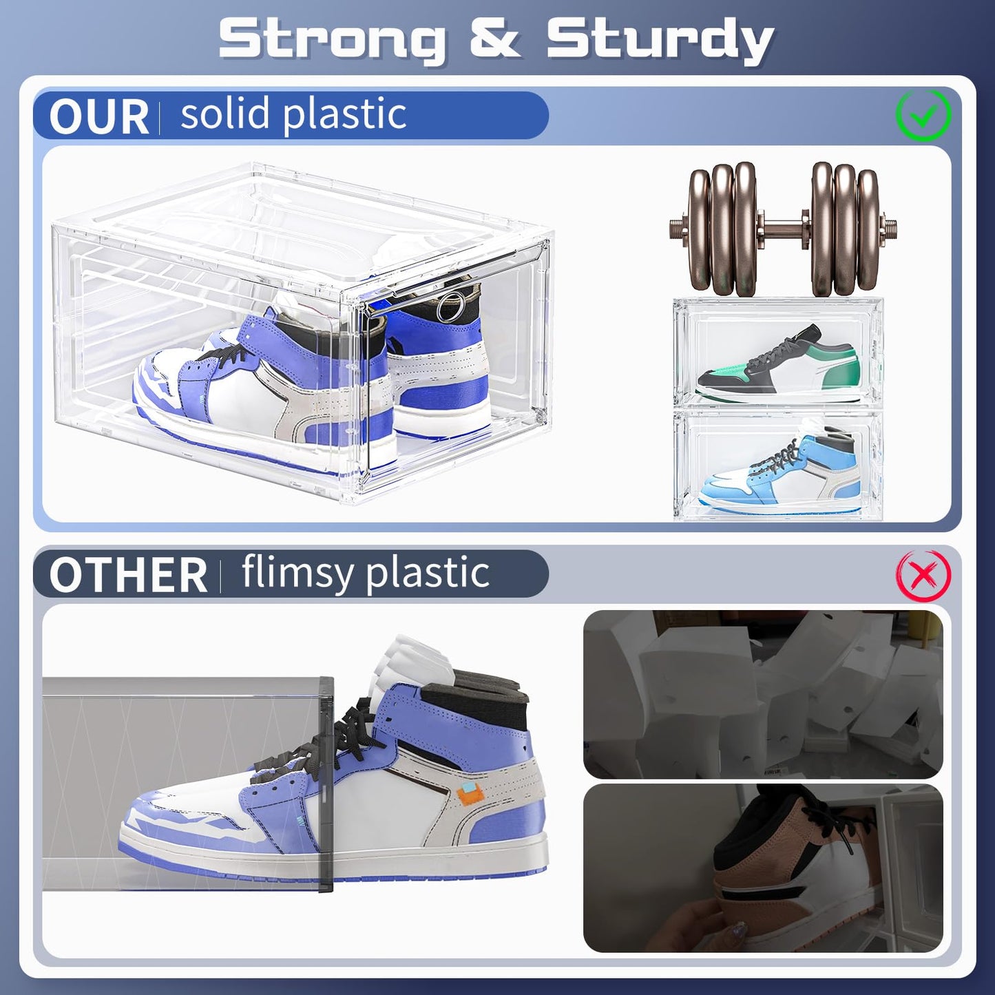 TidyTrove Shoe Storage Box, 6 Pcs Shoe Box Clear Plastic Stackable