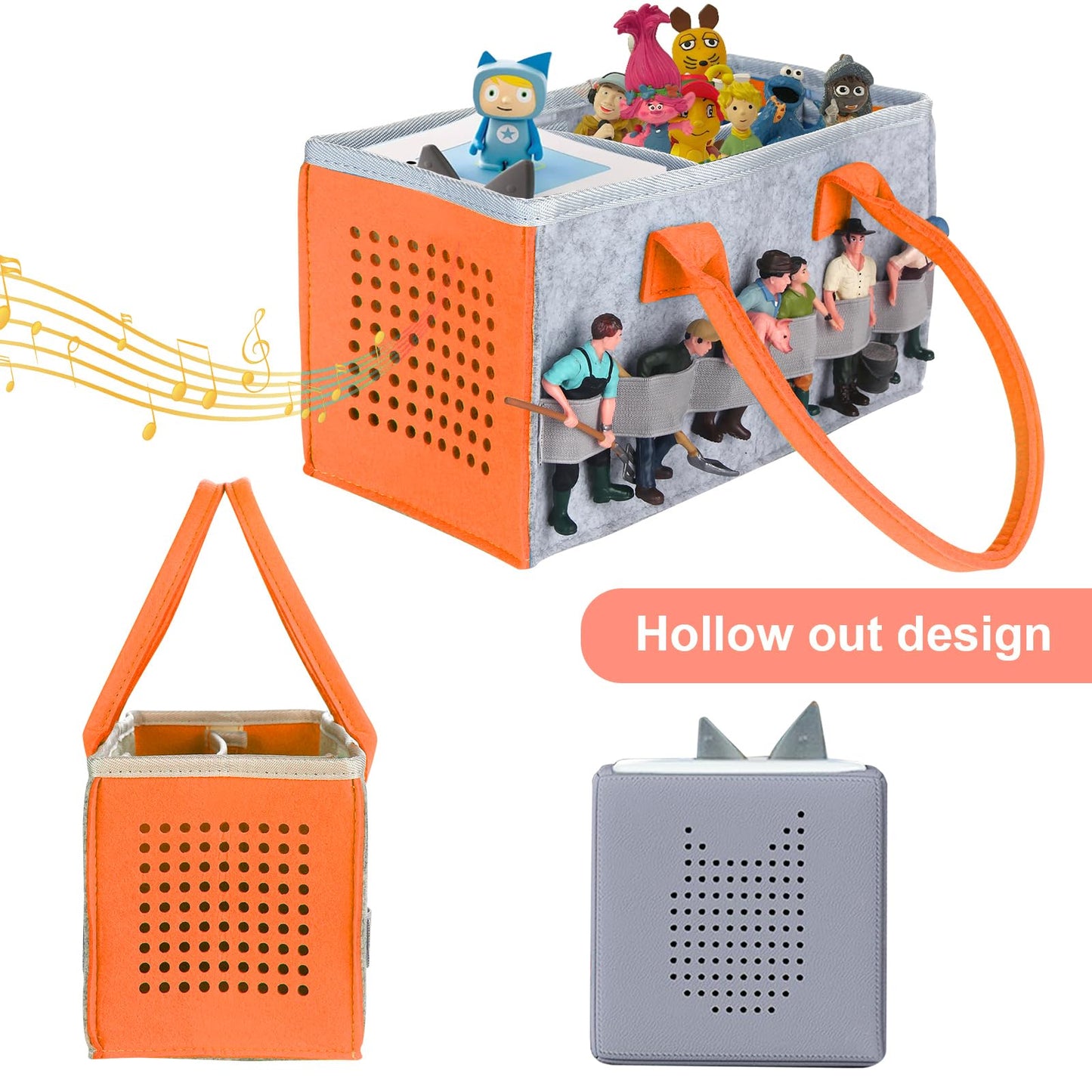 Shudyear Carry case for Toniebox Starter Set and Accessories Storage Bag,Felt Organizer Bag for Toniebox Audio Player and Figurine,Travel Carrying