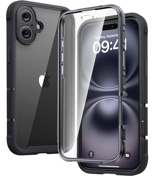 Diaclara Designed for iPhone 16 Plus Case 6.7 Inch,Upgraded [Full Camera Protection] Full Body Rugged Clear Bumper Case w/Built-in Screen Protector