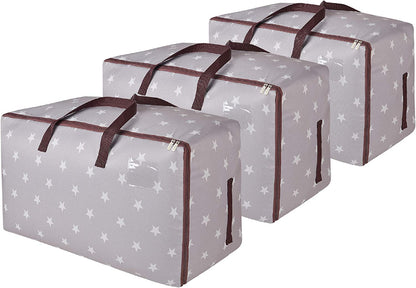 DOKEHOM 3-Pack 105L Large Storage Bag, Underbed Clothes Organizer, Grey