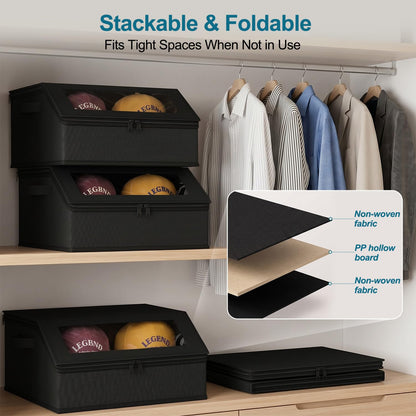 SONAMBULO Hat Storage Box for Baseball Caps, Stackable, Holds 24 (Black)