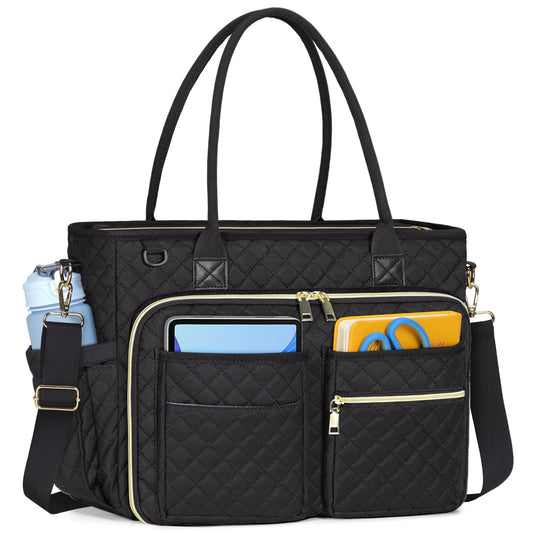 RAINSMORE Laptop Tote Bags for Women Teacher Work Bags 15.6 inch Large Nurse Bag Computer Messenger Briefcase with Insulated Pocket, Laptop Briefcase