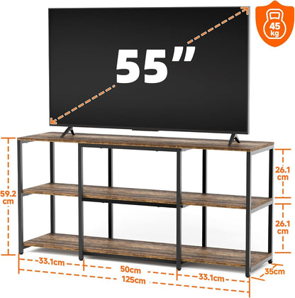 Aquzee TV Stand, 148 cm TV Stand Cabinet, 3 Tier Wooden TV Console Table Unit with Storage