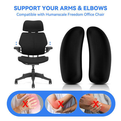 SINOLUXE Arm Pads Replacement for Humanscale Freedom Office Chair, Only for Height Adjustable Arm（Black, 1 Pair）