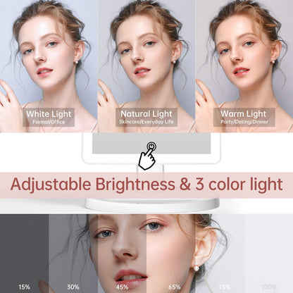 FUNTOUCH Large Lighted Makeup Mirror with Lights, 3 Color Lighting Modes Light up Mirror with 88 LED, 10X Magnification and 360Rotation,Dual Power
