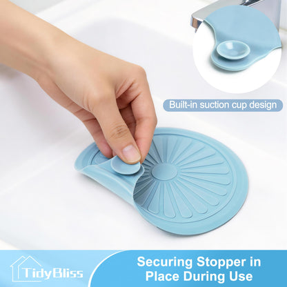 TidyBliss Bathtub Drain Stopper Plug 4 Pack, Silicone Bath Tub Flat Suction Cover for Stopping Water Hair from Shower Sink Bathroom Accessories