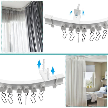 SWTYExt Ceiling Curtain Track 3m/9.8Ft Bay Window Curtain Track Flexible Rail Bendable Ceiling Rail Bay Window Rail for Shower Corner Caravan