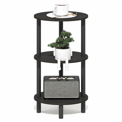 Furinno TURN-N-TUBE Side Table, 3-Tier Oval End Table, Night Stand, Bedside Table, for Living Room, Bedroom, Espresso/Black