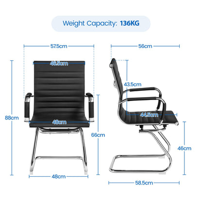 Yaheetech Faux Leather Guest Reception Chair Ergonomic Office Chair, Black