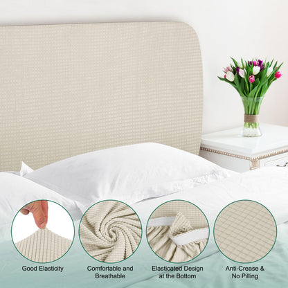 Sourcing Map Stretch Bed Headboard Slipcover, 1.8m Dustproof Protector Cover, Jacquard Furniture Cover for 1.7-1.9m Headboard, Yellow