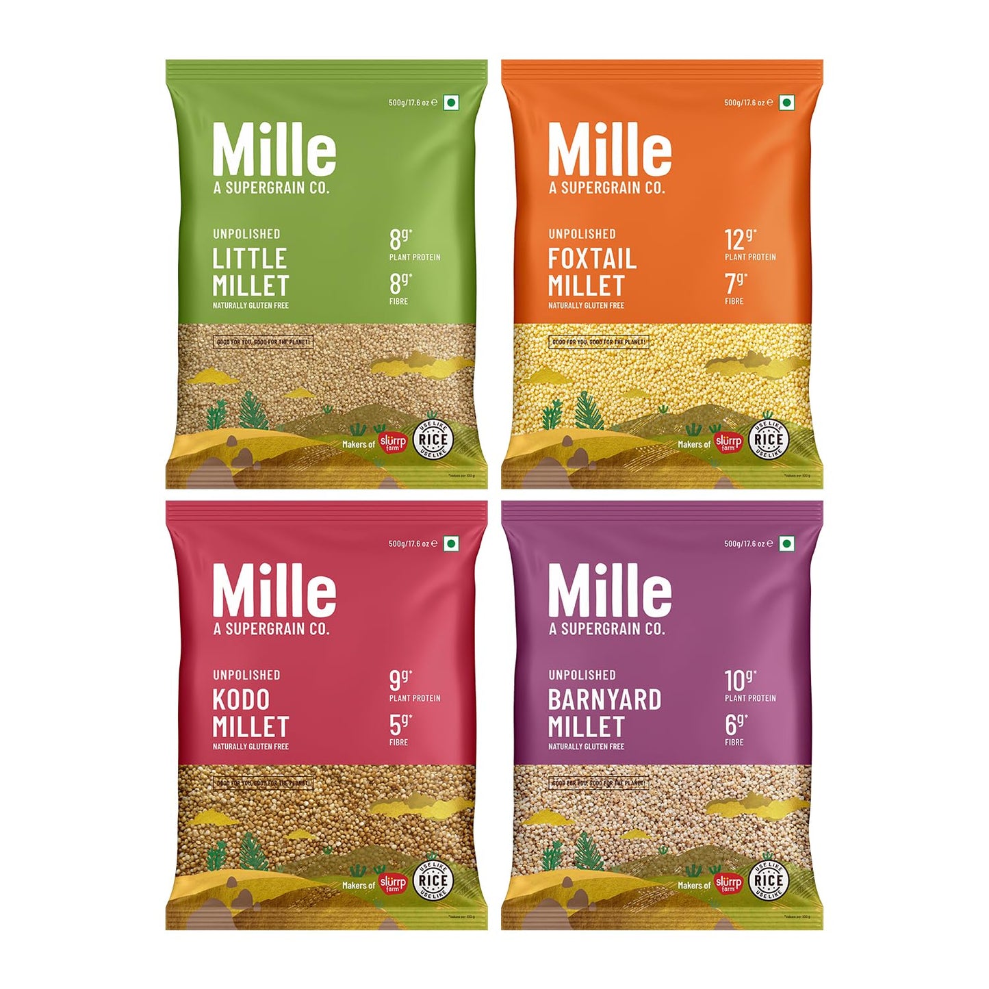Mille Grains Combo | Foxtail, Little, Kodo and Banyard Millet | 500 g X 4