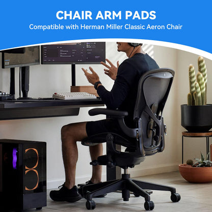 SINOLUXE Armrest Replacement Arm Pads Caps for Herman Miller Classic Aeron Chair - Office Chair Arm Rest Replacement Black-1 Pair