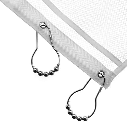 OTOTEC 6 Pockets White Rectangle Shower Hanging Mesh with 4 Hanging Rings for Rooms Bathroom Hang on Shower Rod