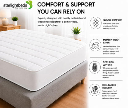 Starlight Beds White Tile Shorty Mattress - 75x175x18cm