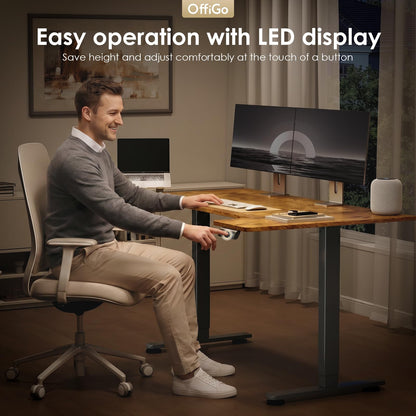 OffiGo Height Adjustable Desk, U Shaped Standing Desk with 3 Memory Presets