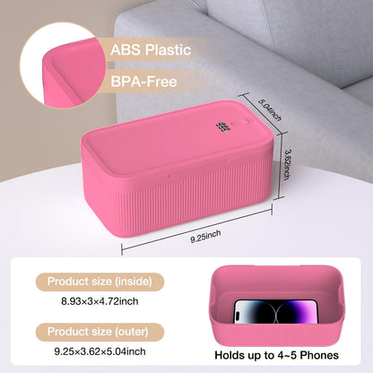 JOSTART Lockable Storage Box, Plastic Small Lockable Medicine Box BPA-Free Combination Phone Lock Portable for Home Refrigerator Office Travel (Pink)