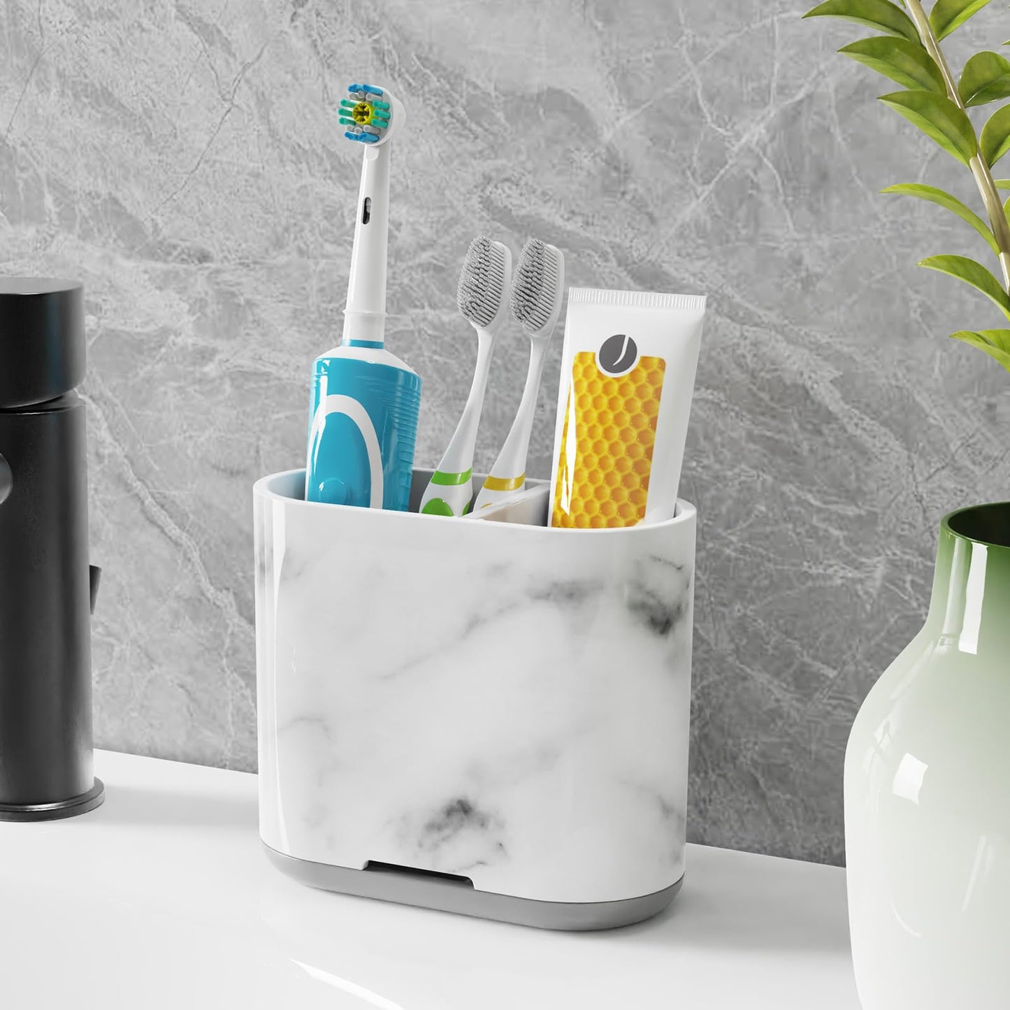PARKMANI Electric Toothbrush Holders for Bathrooms, Toothbrush and Toothpaste Holder, Detachable Bathroom Toothbrush Caddy With Drainage for Family