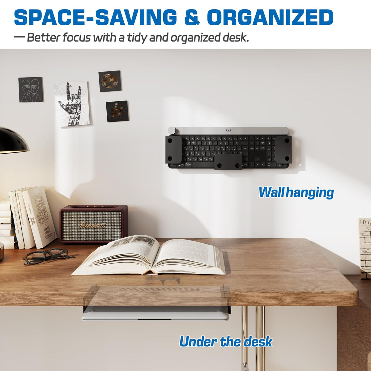 otuiaim Under Desk Holder/Wall Mount - 2mm Carbon Steel Desk Extender