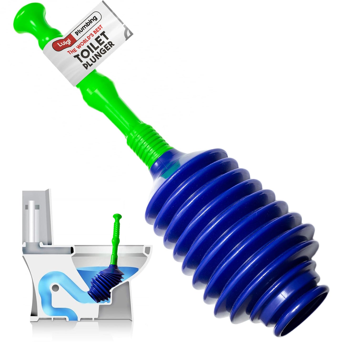 Luigi's Toilet Plunger | The World's Best Unblocker | Snake Design Bathroom Plungers | Clog & Blockage Remover