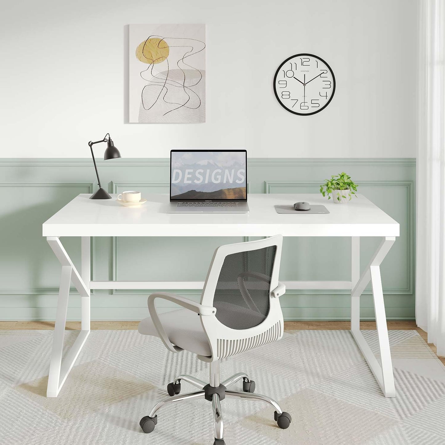 HSH Computer Desk Gaming Office Table for Home Bedroom 140cm White Oak