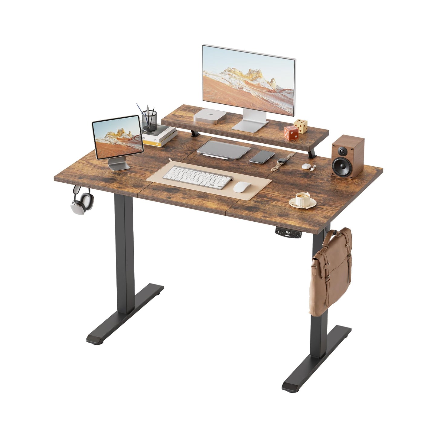 Klicelor Eletric Height Adjustable Desk, Movable Monitorstand, 120x60cm