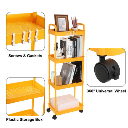 PATIKIL 5-Tier Rolling Utility Cart with Handle, Storage Shelves Organizer Cart Movable Storage Organizer with Wheels for Room Office Kitchen