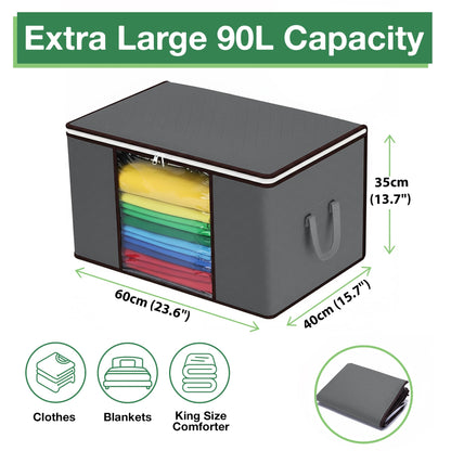 MORIVO 4 Pack 90L Under Bed Storage Bags, Underbed Storage Boxes with Lids