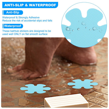 PATIKIL Bathtub Non Slip Stickers 3.9 x 3.9 Inch, 12 Pack Flower Safety Shower Floor Anti Slip Stickers with Adhesive Decals Scraper for Bath Tub