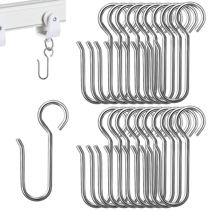Eophmi 20 Pcs Shower Curtain Hooks, Stainless Steel, White, Universal Size, Easy to Use, Multi-Purpose
