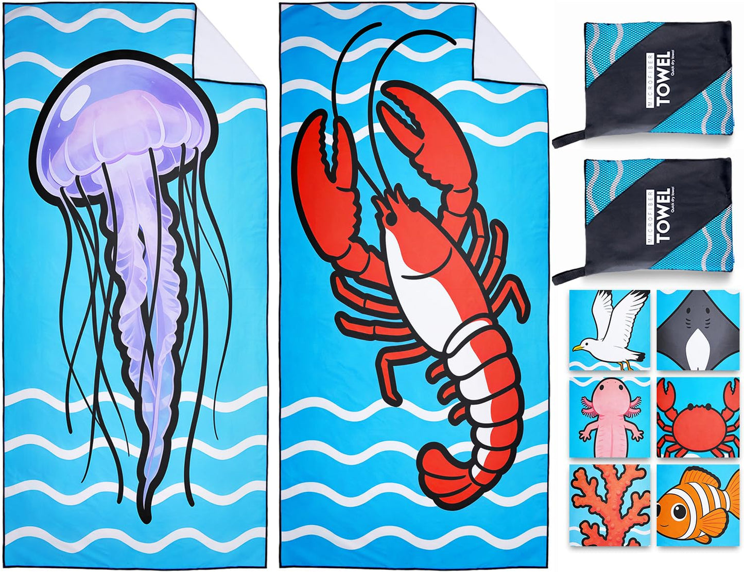 Violetpos 2 Pack Extra Large 180x90 cm Beach Towels, 250GSM Premium Microfibre, Sand Free Quick Dry Lightweight