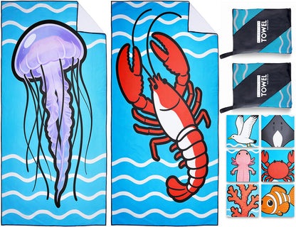 Violetpos 2 Pack Extra Large 180x90 cm Beach Towels, 250GSM Premium Microfibre, Sand Free Quick Dry Lightweight