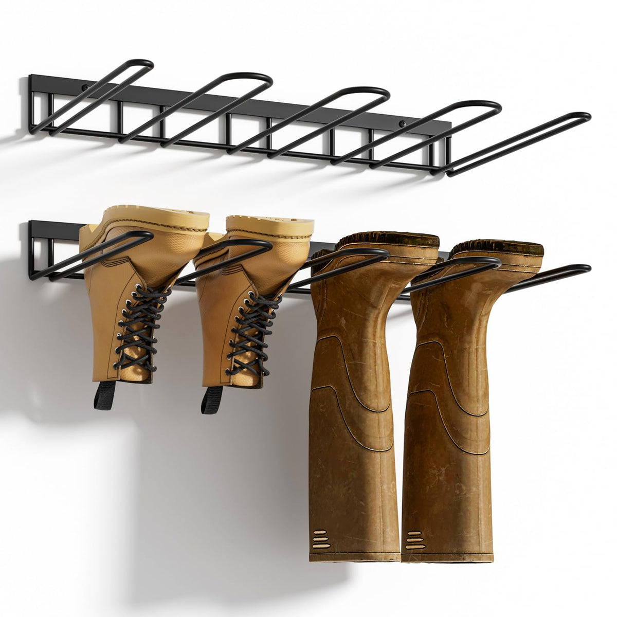 zacurter Welly Boot Rack - Wall Mounted Welly Boot Stand for 4 Pairs - Metal Storage Rack for Outdoor and Indoor