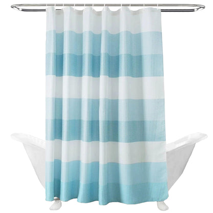 maifey Shower Curtain for Bathroom, Waffle Fabric Heavy Duty Waterproof Wet Room Blue Shower Curtains Heavy Duty Bath anti-fouling with 12 Hooks 180