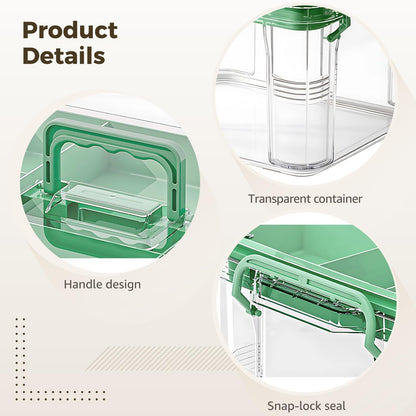 Calolin Small Medicine Storage Box, Double Layer Multi-Grid First Aid Box with Handle, Portable Medicine Organizer with Dividers