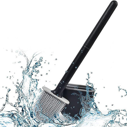 Lansonee Silicone Toilet Brush with Holder, White