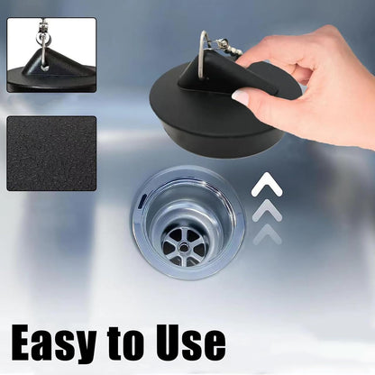 Funngy Drain Stopper Sink Plug,2 PCS Universal Sink Plug with Stainless Steel Chain and Hook Rubber Drain Stopper for Kitchen Sink Bathroom Sink Plug