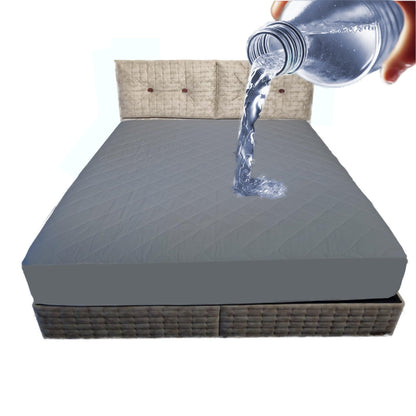 Cotton Mattress Protector, Waterproof, Quilted with Anti-Allergic, Anti Dust Mite, Soft and Quiet, Breathable (Grey, 160 x 200 cm)