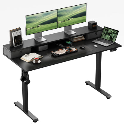 Klicelor Electric Height Adjustable Desk, with 2 Fabric Drawers, 100x60cm