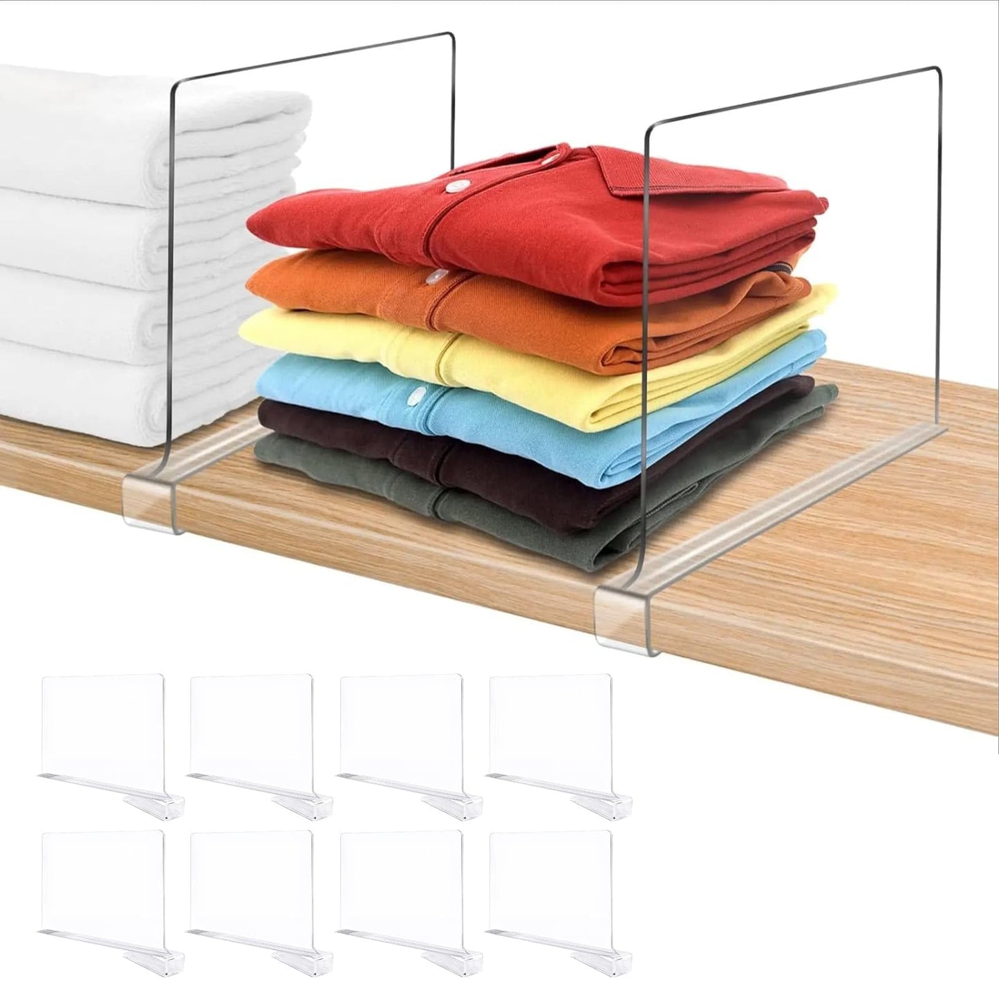 DYUEE Acrylic Shelf Dividers 8 Pack Closet Organizers and Storage Shelves