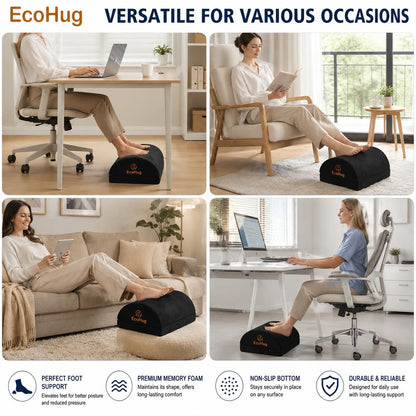 Foot Rest Under Desk at Work | Adjustable Height 16 cm Memory Foam | Foot Stool | Ergonomic Footrest for Back & Hip Pain Relief | for Office & Home